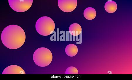 Purple orange sphere bubble frames gradient twilight background Stock Vector
