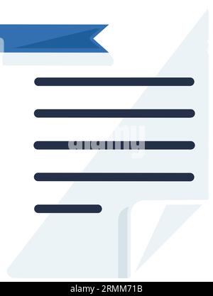 Contract icon with bookmark and curled corner. Message to conclude agreement and legal contract. Electronic document management. Simple flat vector sy Stock Vector