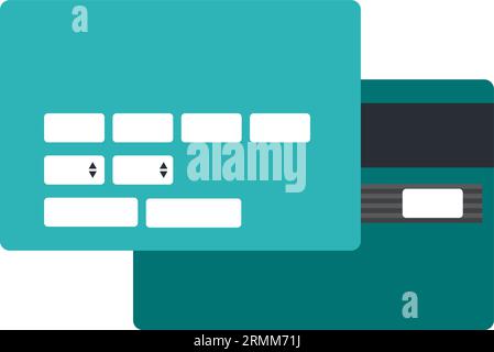 Bank cards with empty fields for entering card number and CVV CVC card code field number. Modern means of cashless payment for goods and services. Sim Stock Vector