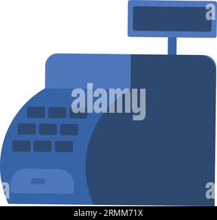 Modern cash register with closed bill acceptor. Device for safe storage of money and accounting for goods sold in store. Simple flat vector icon isola Stock Vector