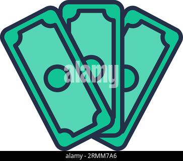 American dollars, paper green banknotes money fan. Symbol of luxury wealth and prosperity. Cash, turnover finance banking. Stroke cartoon outline vect Stock Vector