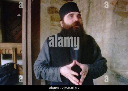 Neamt County,  Romania, approx. 2000. Monk at Bistrita Monastery. Stock Photo