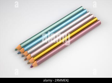 set of metalic coloring pencils Stock Photo