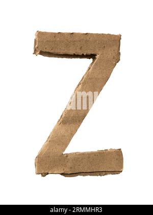 Z alphabet cut out of cardboard paper on white background with clipping path Stock Photo