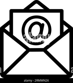 Line icon of opened envelope with letter and address sign Stock Vector