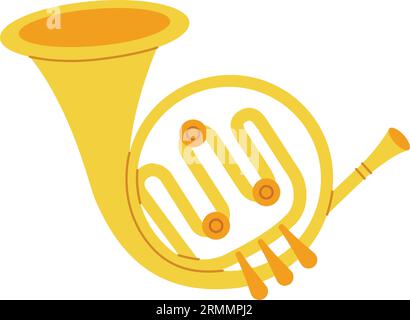 French horn. Musical instruments silhouette. Vector illustration. Stock Vector