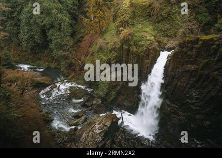 Suspension bridge hike Stock Photo