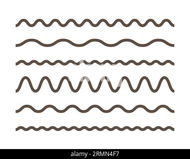Doodle marker wavy line set. Simple outline thin icons. Stock Vector