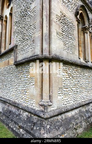 Ornamental column in the corner of St Barnabas Church, Ranmore, Surrey Hills near Dorking, England Stock Photo
