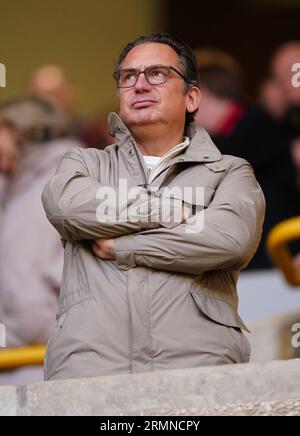 Blackpool owner Simon Sadler in the stands during the Carabao Cup second round match at the Molineux Stadium, Wolverhampton. Picture date: Tuesday August 29, 2023. Stock Photo