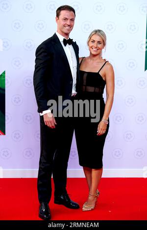 Jonny Evans and Helen McConnell arrive for the 2023 PFA Awards at The ...