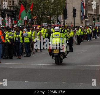 London, UK. 29th Aug, 2023. a noisy and heavily policed march/protest for democracy and human rights in Bangladesh outside Downing Street London UK Credit: Ian Davidson/Alamy Live News Stock Photo