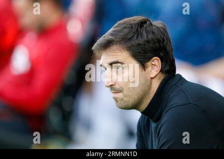 Swansea, UK. 29th Aug, 2023. Bournemouth Manager Andoni Iraola before tonights Carabao cup, 2nd round match, Swansea city v AFC Bournemouth at the Swansea.com Stadium in Swansea, Wales on Tuesday 29th August 2023. this image may only be used for Editorial purposes. Editorial use only, pic by Credit: Andrew Orchard sports photography/Alamy Live News Stock Photo