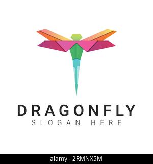 Dragonfly Logo Design Flying Insects Stock Vector