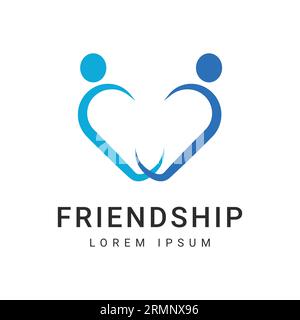 People Friendship Logo Design People Heart Logotype Stock Vector