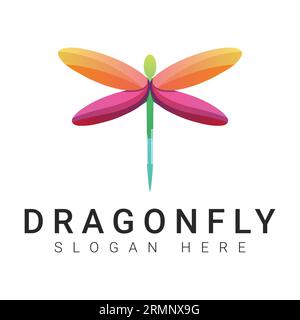 Dragonfly Logo Design Flying Insects Stock Vector