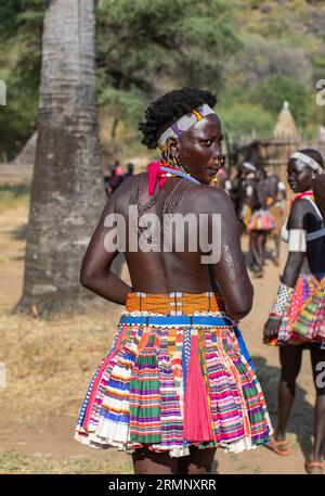 Woman from Larim tribe with scarification on her back Stock Photo