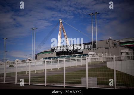 General view of Allianz Stadium is seen prior to the Serie A football match between Juventus FC and Bologna FC. Stock Photo