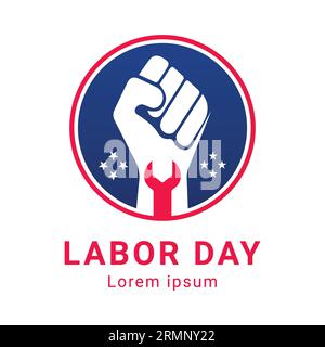 Labor Day Logo Design Labor Hand with Wrench Logotype Stock Vector
