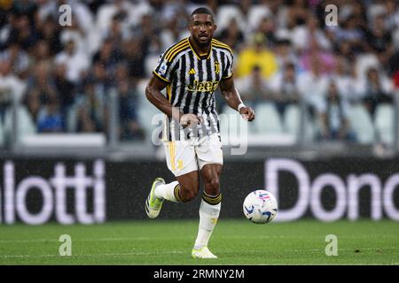 Gleison Bremer of Juventus FC in action during the Serie A football match between Juventus FC and Bologna FC. Stock Photo