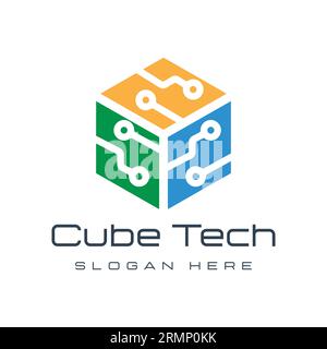 Cube Tech Logo Design Square Logotype Stock Vector