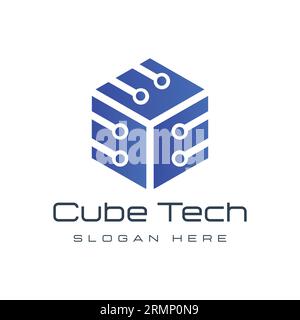 Cube Tech Logo Design Square Logotype Stock Vector
