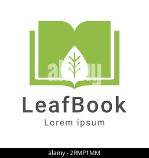 Leaf Book Logo Design Education Leaf Logotype Stock Vector