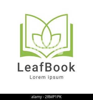 Leaf Book Logo Design Education Leaf Logotype Stock Vector