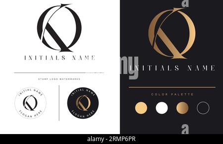 Luxury Initial KO or OK Monogram Initial Text Letter Logo Design Stock Vector