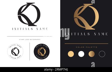 Luxury Initial KO or OK Monogram Initial Text Letter Logo Design Stock Vector