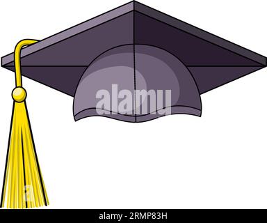 Graduation cap icon in cartoon style isolated on white background. School symbol stock vector illustration. Stock Vector