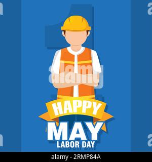 Isolated abstract engineer person with uniform Labor day Vector illustration Stock Vector