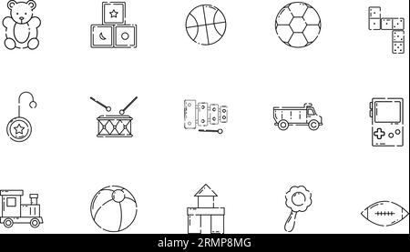 Set of different flat toy icons Vector illustration Stock Vector
