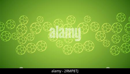 Soccer balls green background. Ornament can be used for gift wrapping paper, pattern fills, web page background, surface textures and fabrics. Stock Vector