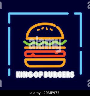 Colored fast food restaurant neon poster Vector Stock Vector