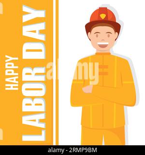 Isolated happy firefigther character Labor day Vector Stock Vector