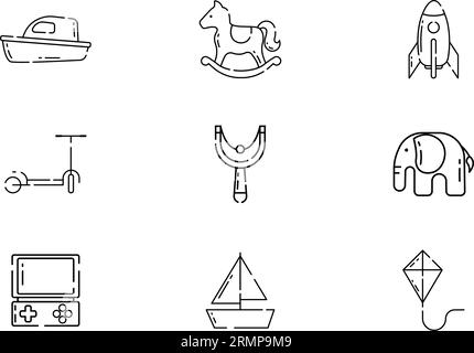 Set of different flat toy icons Vector Stock Vector