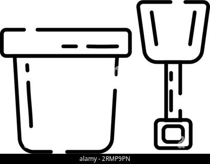 Isolated flat sand bucket and shovel toy sketch icon Vector Stock Vector