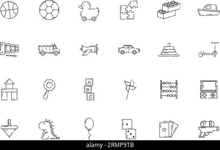 Set of different flat toy icons Vector Stock Vector
