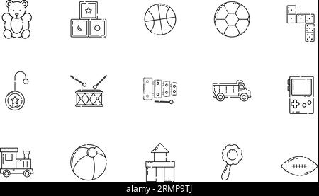 Set of different flat toy icons Vector Stock Vector