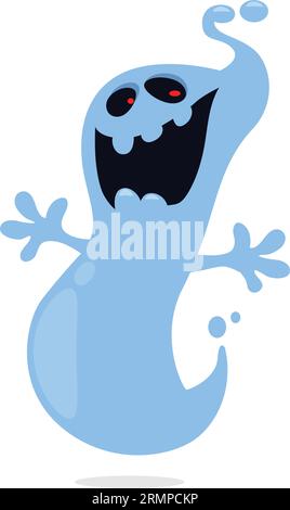 Cute and funny cartoon little ghost . Halloween illustration vector isolated Stock Vector