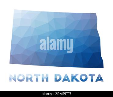 Low Poly Map of North Dakota State (USA). Polygonal Shape Vector ...