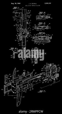 1964 Dial Gauge Vernier Caliper patent Stock Vector