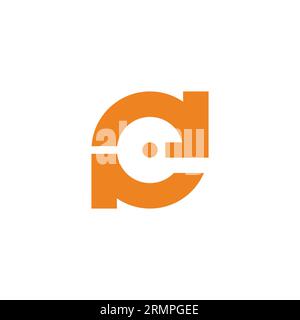 letter pe round dot geometric logo vector Stock Vector