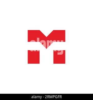letter mt simple geometric negative space logo vector Stock Vector