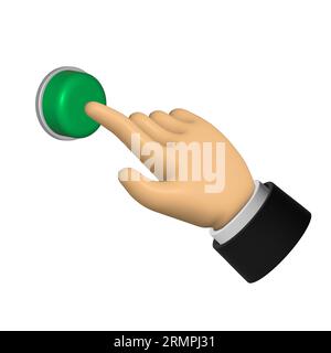 A man pressing switch on off 3d button concept vector illustration Stock Photo