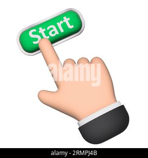 A man pressing switch on off 3d button concept vector illustration Stock Photo