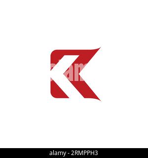 KR Logo Design. Letter KR Icon With Red Color Stock Vector