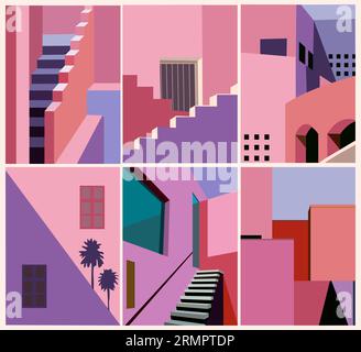 Abstract architecture poster wall art vector set. Stock Vector