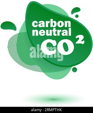 Neutral carbon CO2 stamp. Stiker neutral carbon dioxyde footprint Stock Vector